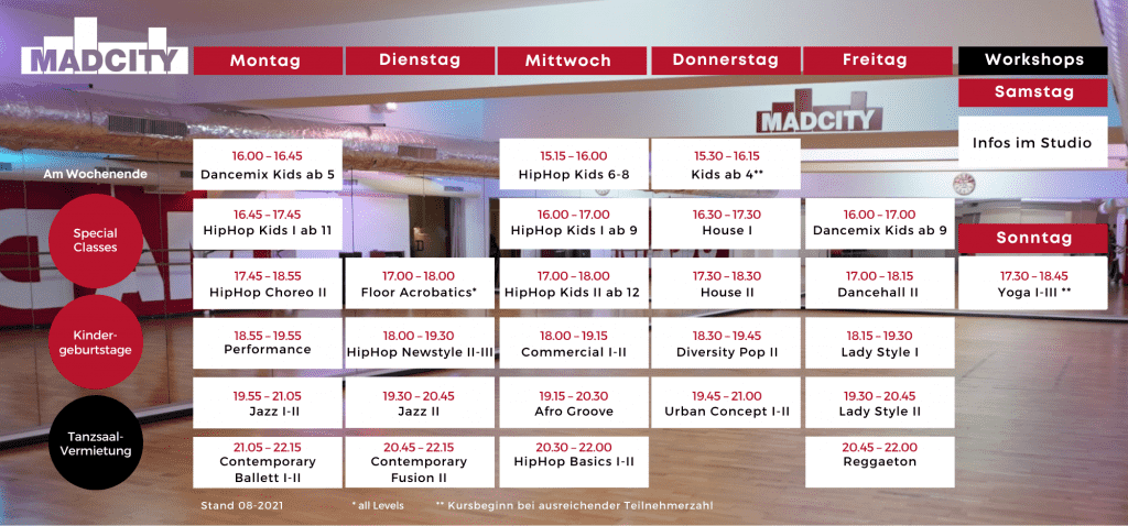 MADCITY - MAD Stundenplan 08 2021